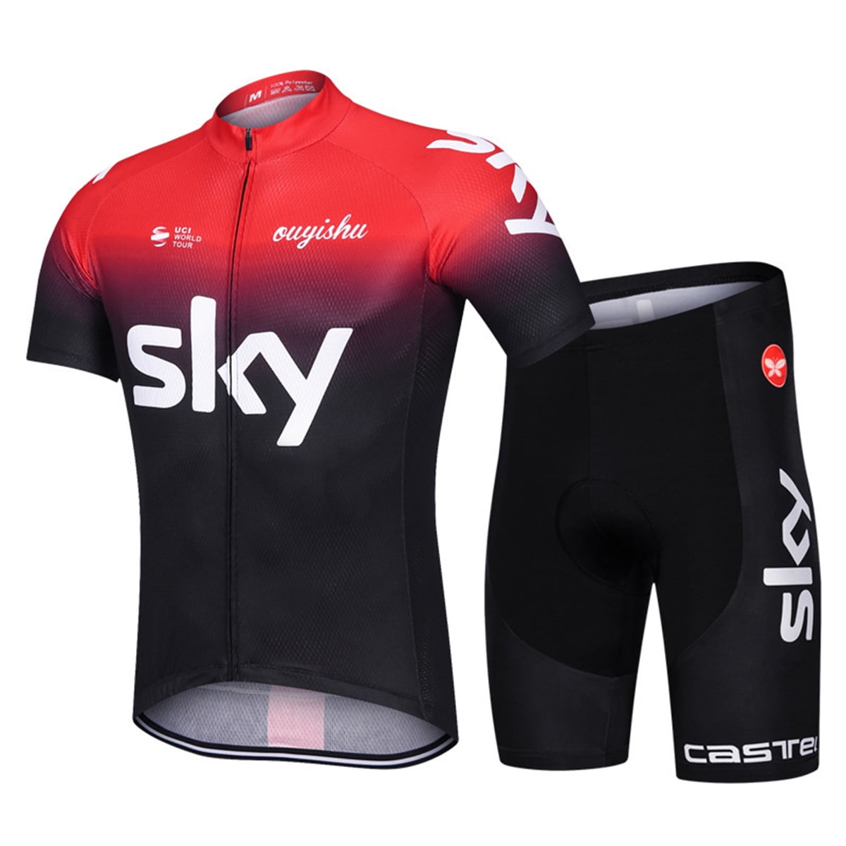 Men Cycling Jersey Bib Shorts Set Bike Clothing Bicycle Short Sleeve Outfit L93
